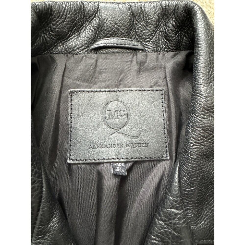 Alexander McQueen Leather Biker Jacket Men’s IT46 Asymmetrical Wool Sleeve - Picture 8 of 14